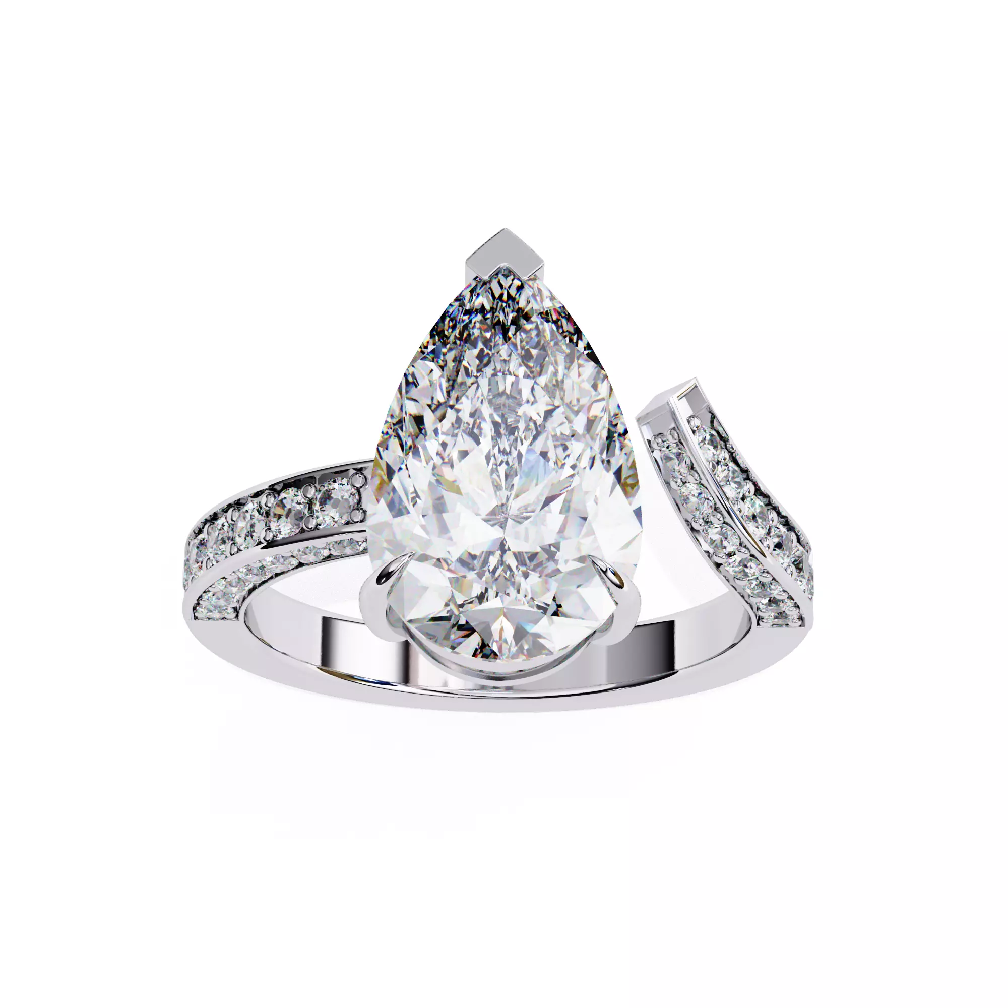 PEAR DIAMOND RING -CAD-159 3D model_0