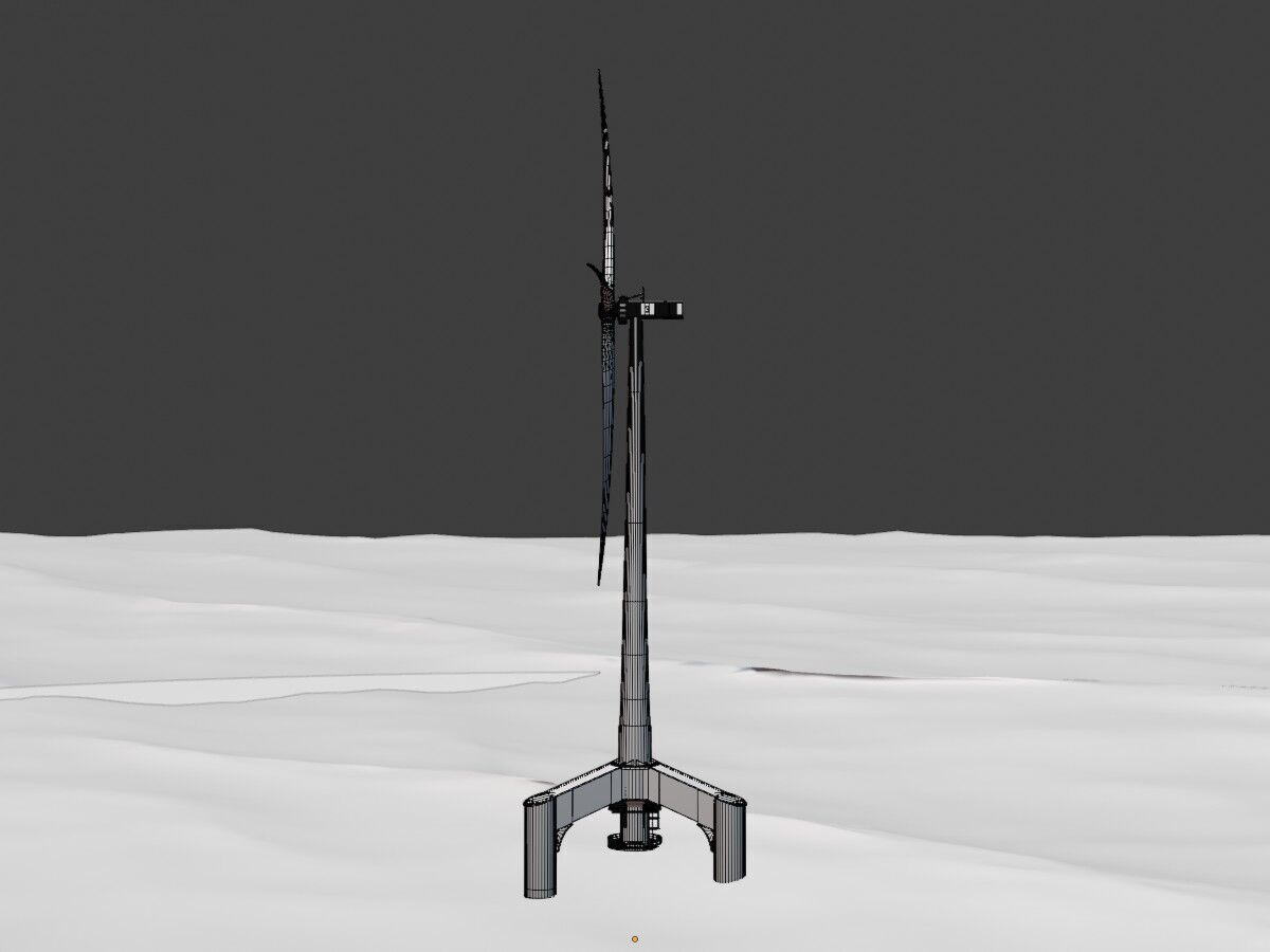 Wind turbine with Tripile Offshore Foundation E1 H-132 RD-172 m Low-poly 3D model_10