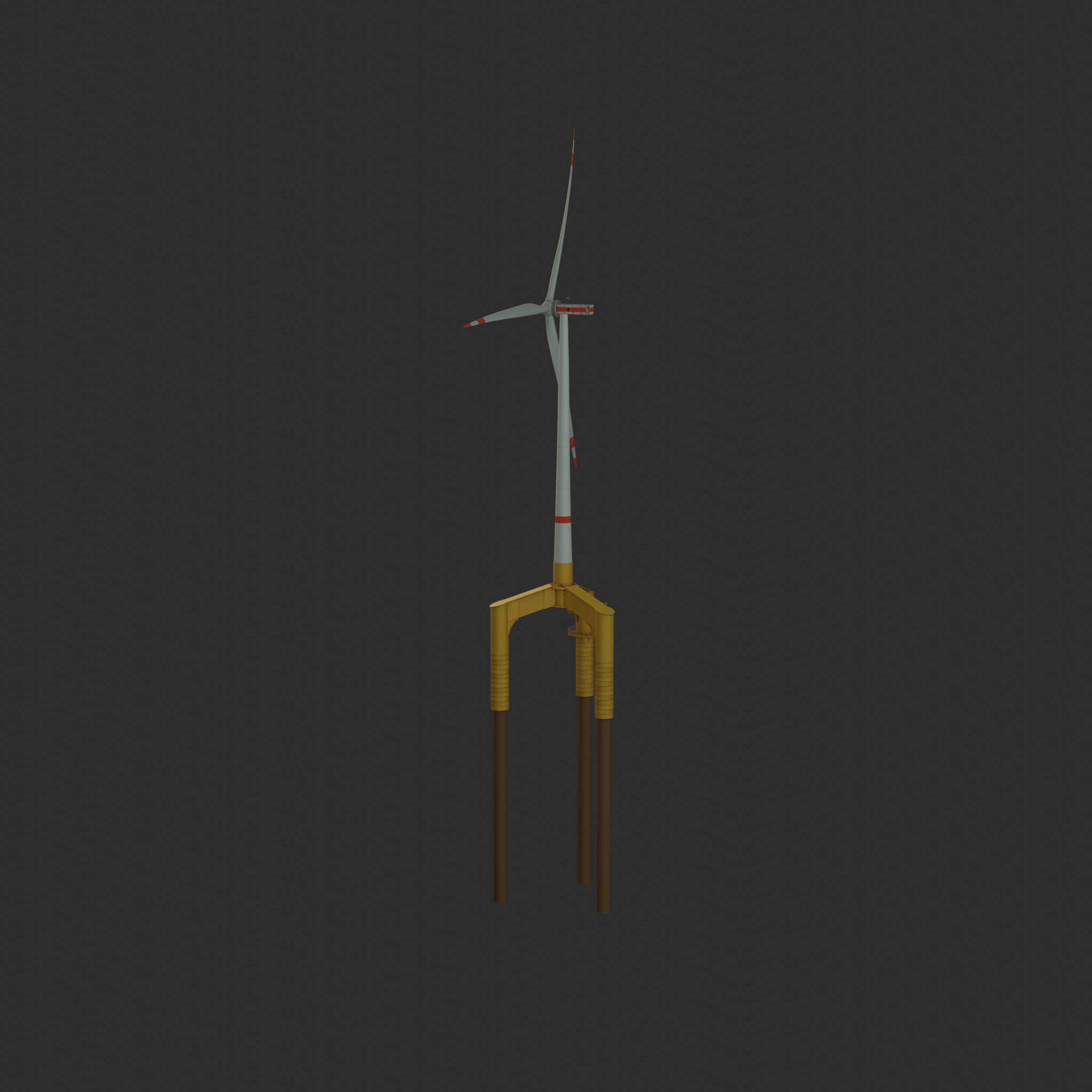 Wind turbine with Tripile Offshore Foundation E1 H-132 RD-172 m Low-poly 3D model_36