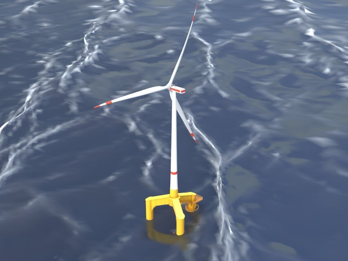 Wind turbine with Tripile Offshore Foundation E1 H-132 RD-172 m Low-poly 3D model_15