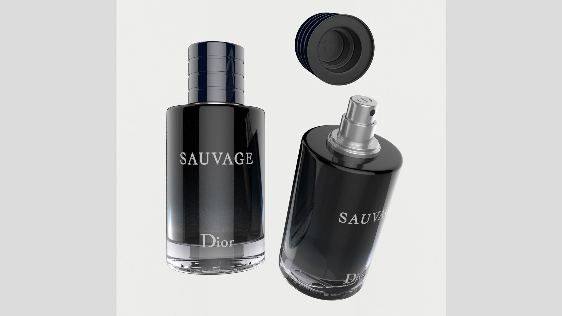 Sauvage Perfume 100ml Detailed Low High Subdiv Unwrapped Low-poly 3D model_1