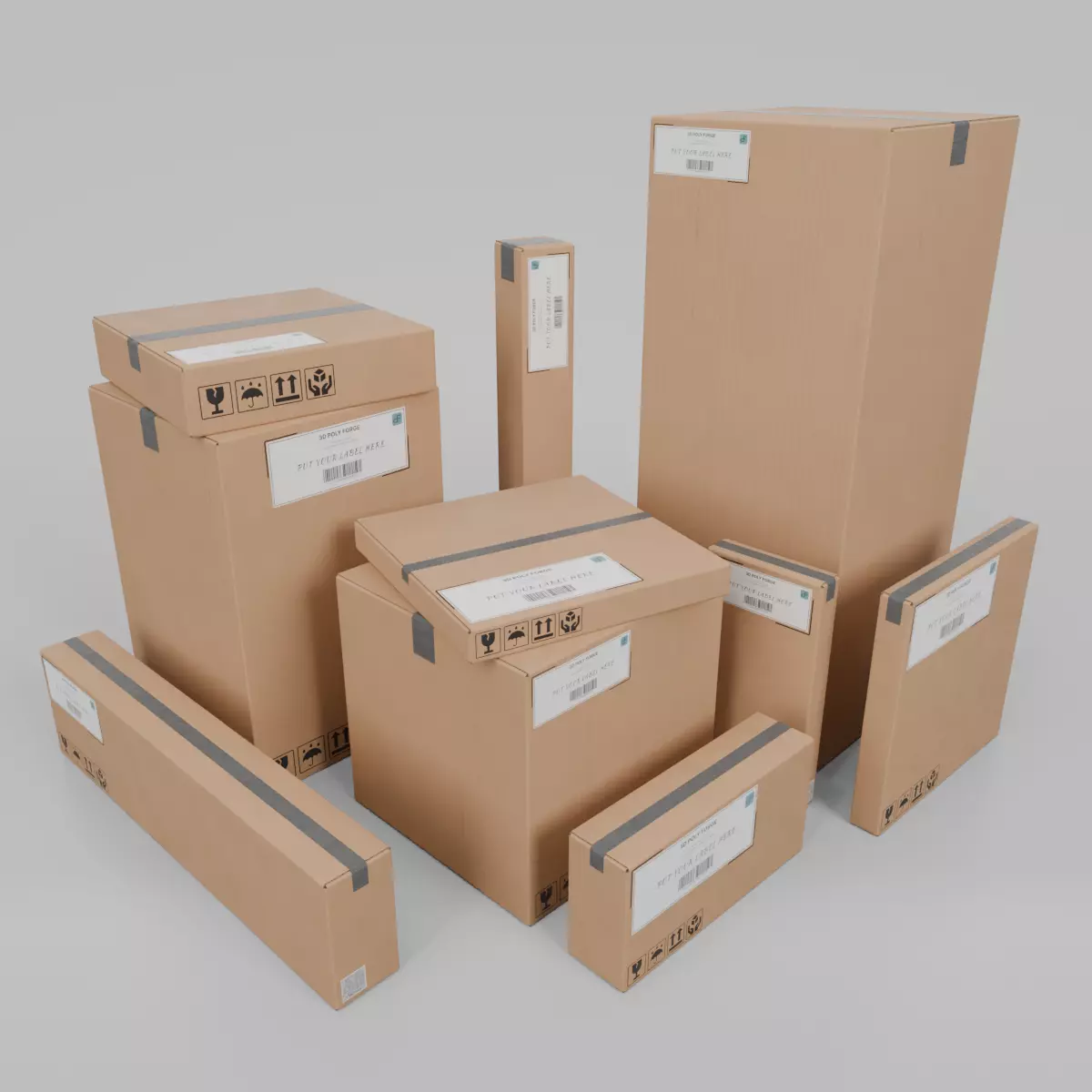 General-Purpose Packaging Box Set - Rigged and Customizable 3D Model Collection_0