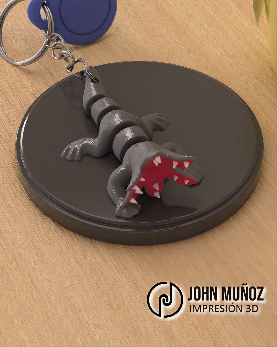 Doggy Demogorgon Articulated Version and Keychain  3D print model_1