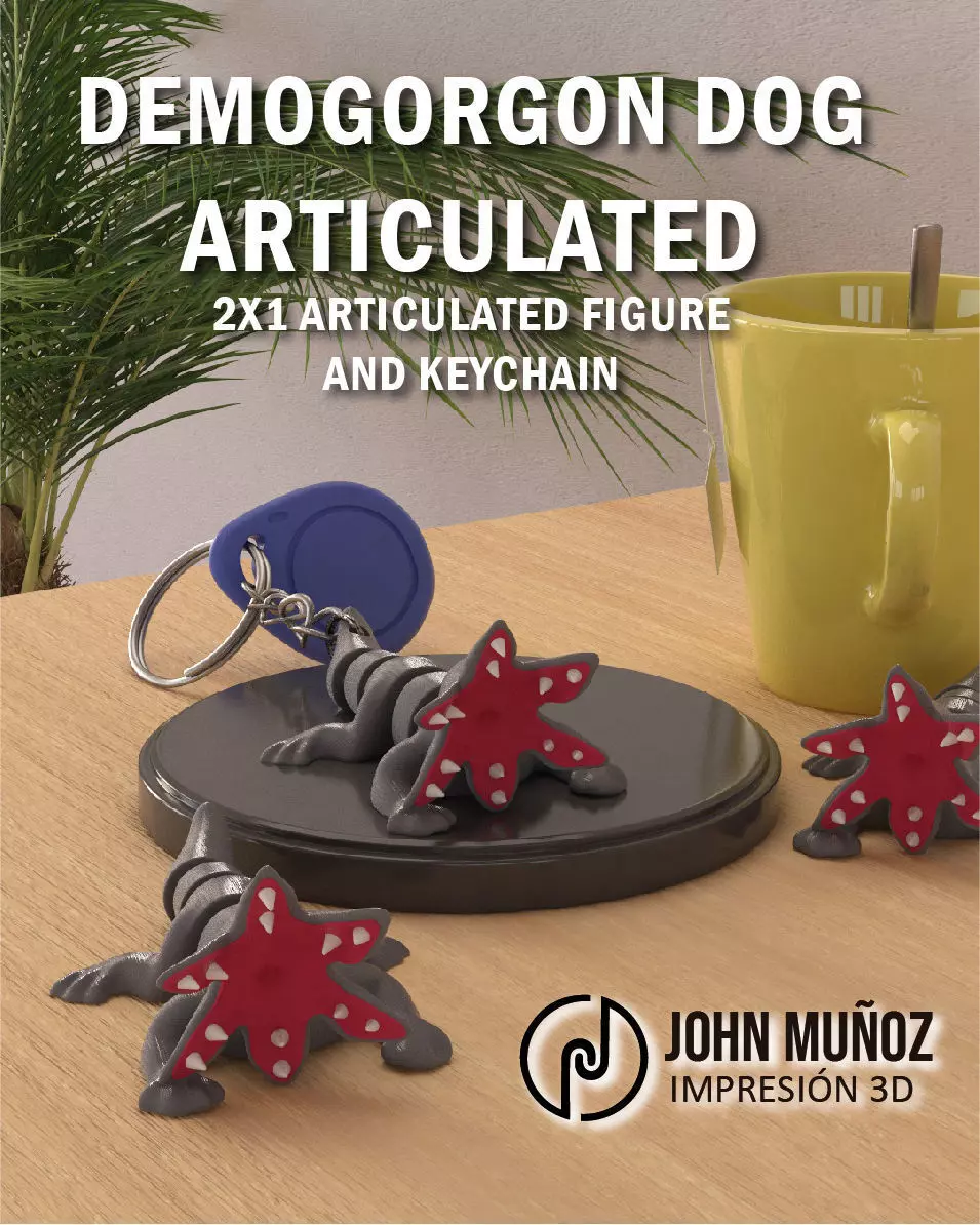 Doggy Demogorgon Articulated Version and Keychain  3D print model_0