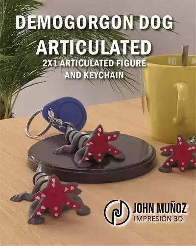 Doggy Demogorgon Articulated Version and Keychain  3D print model