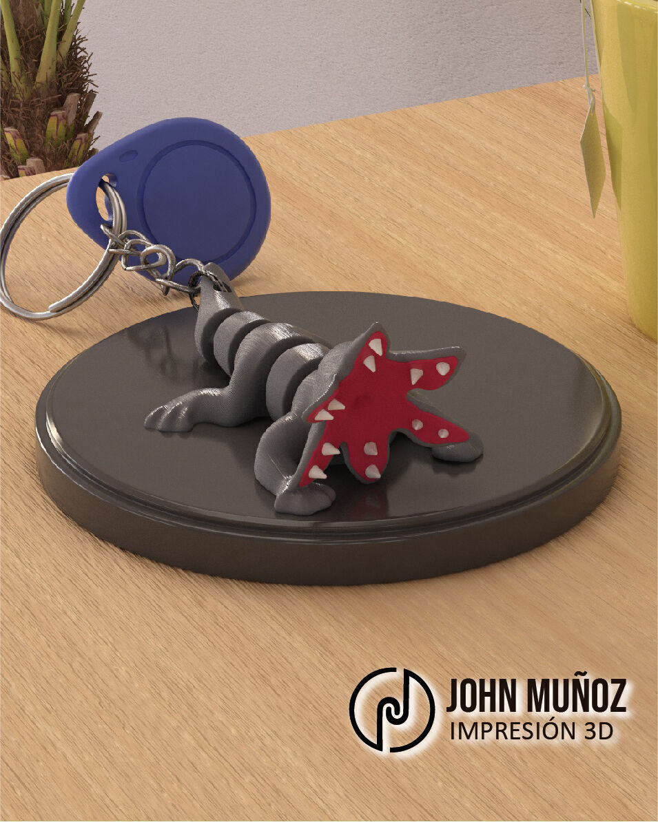 Doggy Demogorgon Articulated Version and Keychain  3D print model_4