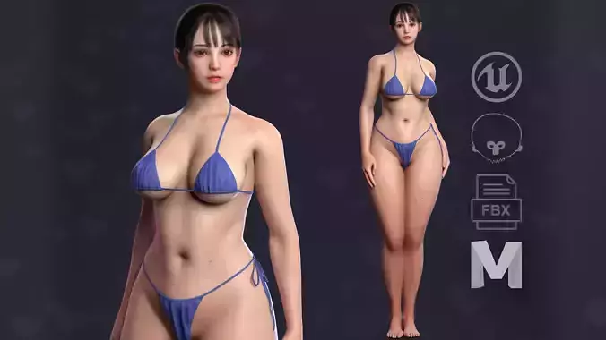 Perfect Curvy Female Body  Game-Ready 3D Character 