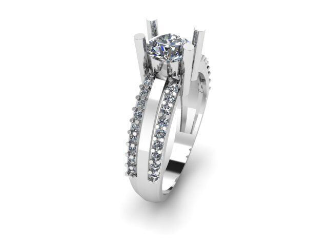 Modern Solitaire Engagement Ring 3D print model_7