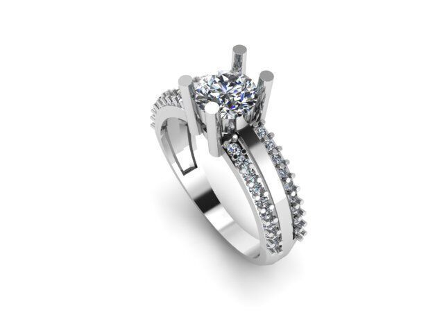 Modern Solitaire Engagement Ring 3D print model_1
