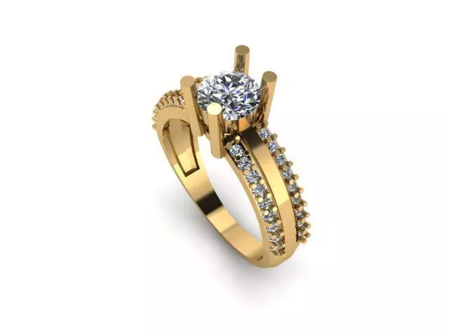 Modern Solitaire Engagement Ring 3D print model_0