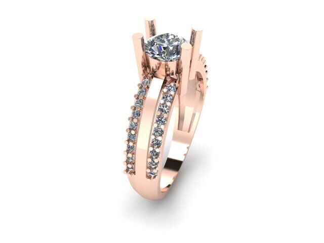 Modern Solitaire Engagement Ring 3D print model_8