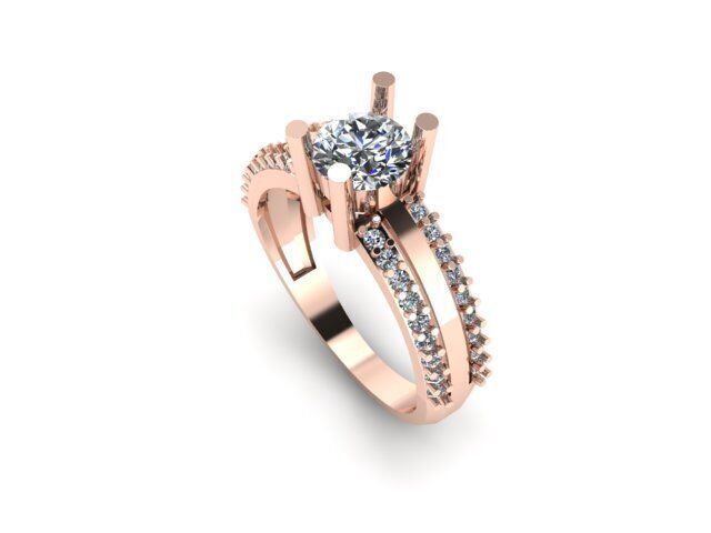 Modern Solitaire Engagement Ring 3D print model_2
