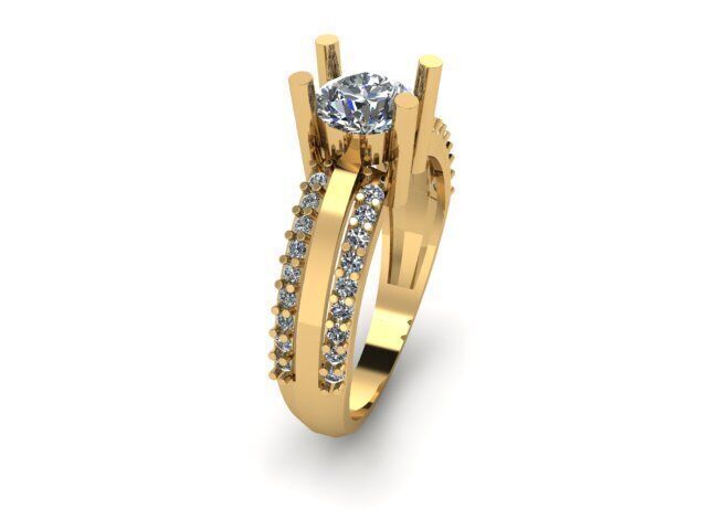 Modern Solitaire Engagement Ring 3D print model_6