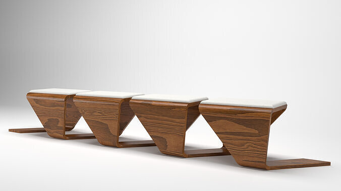 URBAN WOODEN BENCH 3D model