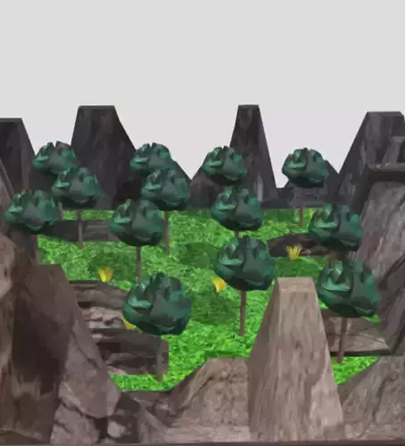 Low Poly Stylized hills forest