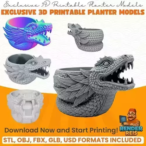 Quetzalcoatl Dragon Planter 3D model