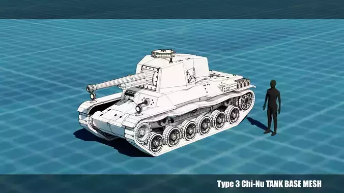 Type 3 Chi-Nu TANK BASE MESH Low-poly 3D model