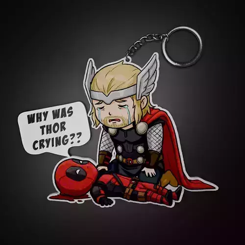  CUTE CHIBI DEADPOOL AND THOR MEME KEYCHAIN 3D print model