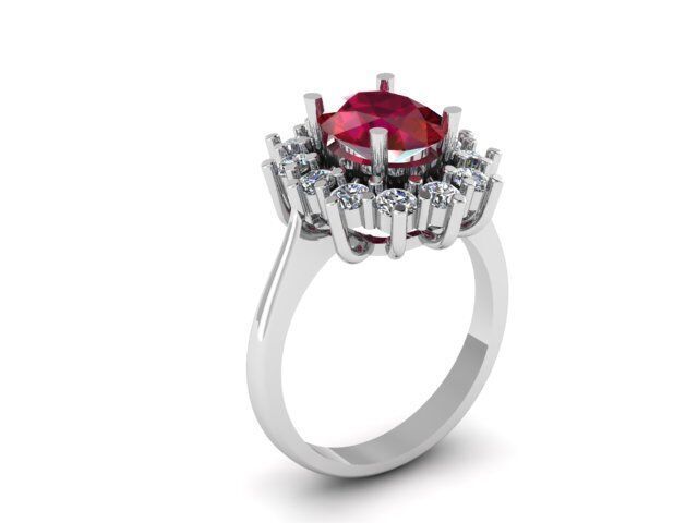 Ruby And Diamonds Ring  3D print model_7