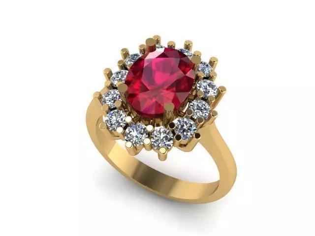 Ruby And Diamonds Ring  3D print model_0