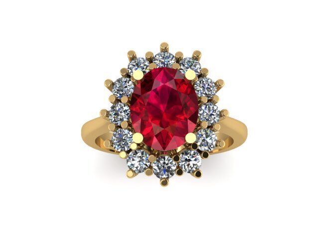 Ruby And Diamonds Ring  3D print model_3