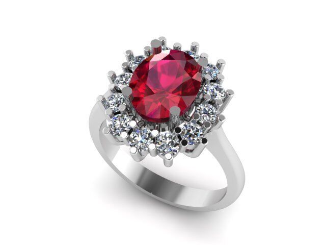 Ruby And Diamonds Ring  3D print model_1