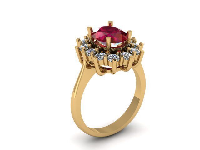 Ruby And Diamonds Ring  3D print model_6