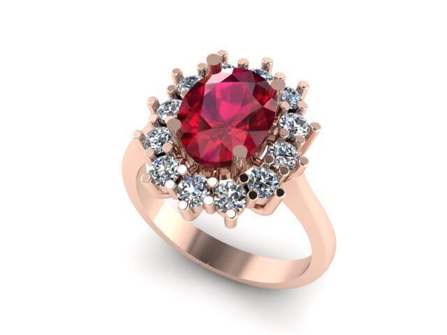 Ruby And Diamonds Ring  3D print model_2