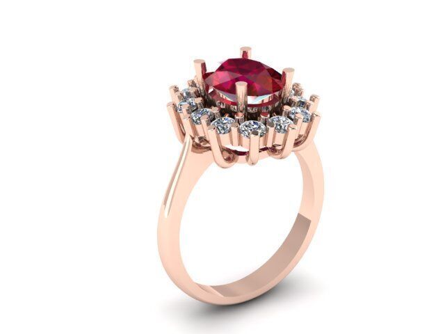 Ruby And Diamonds Ring  3D print model_8