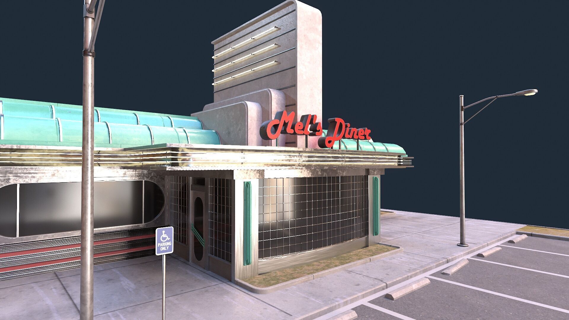 American Diner Low-poly 3D model_7