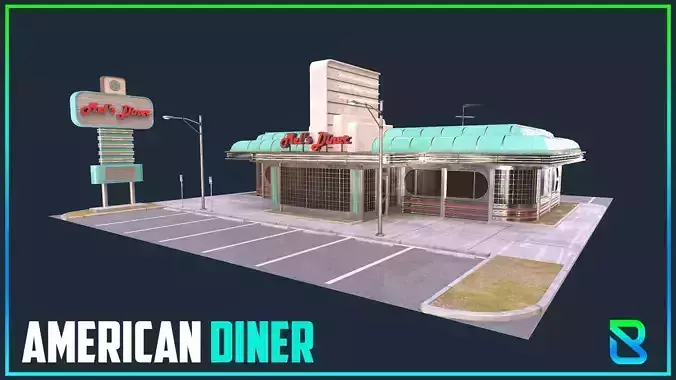 American Diner Low-poly 3D model