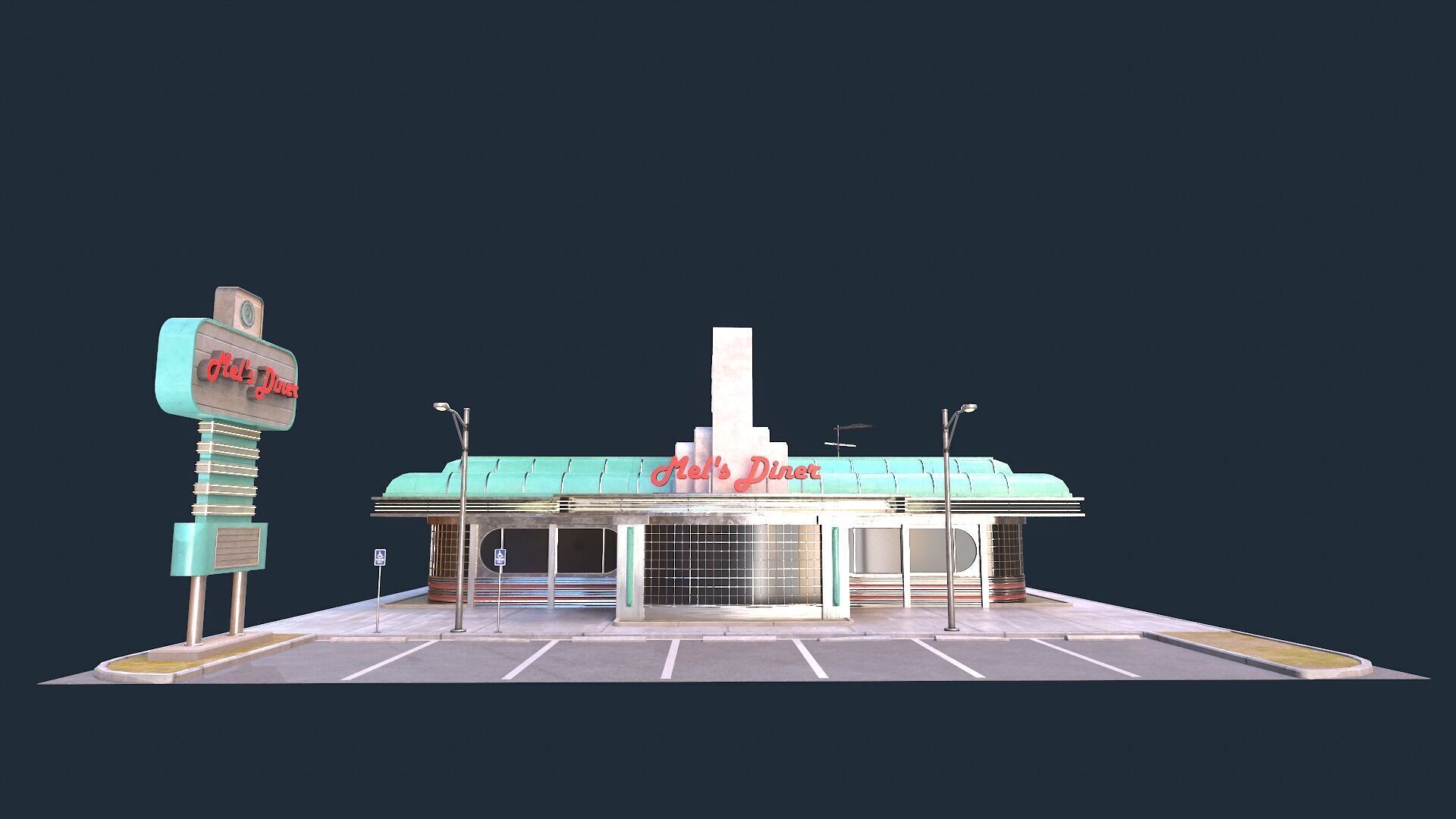 American Diner Low-poly 3D model_3