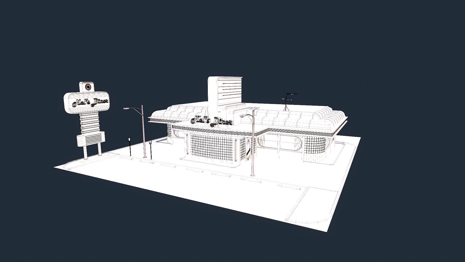 American Diner Low-poly 3D model_8