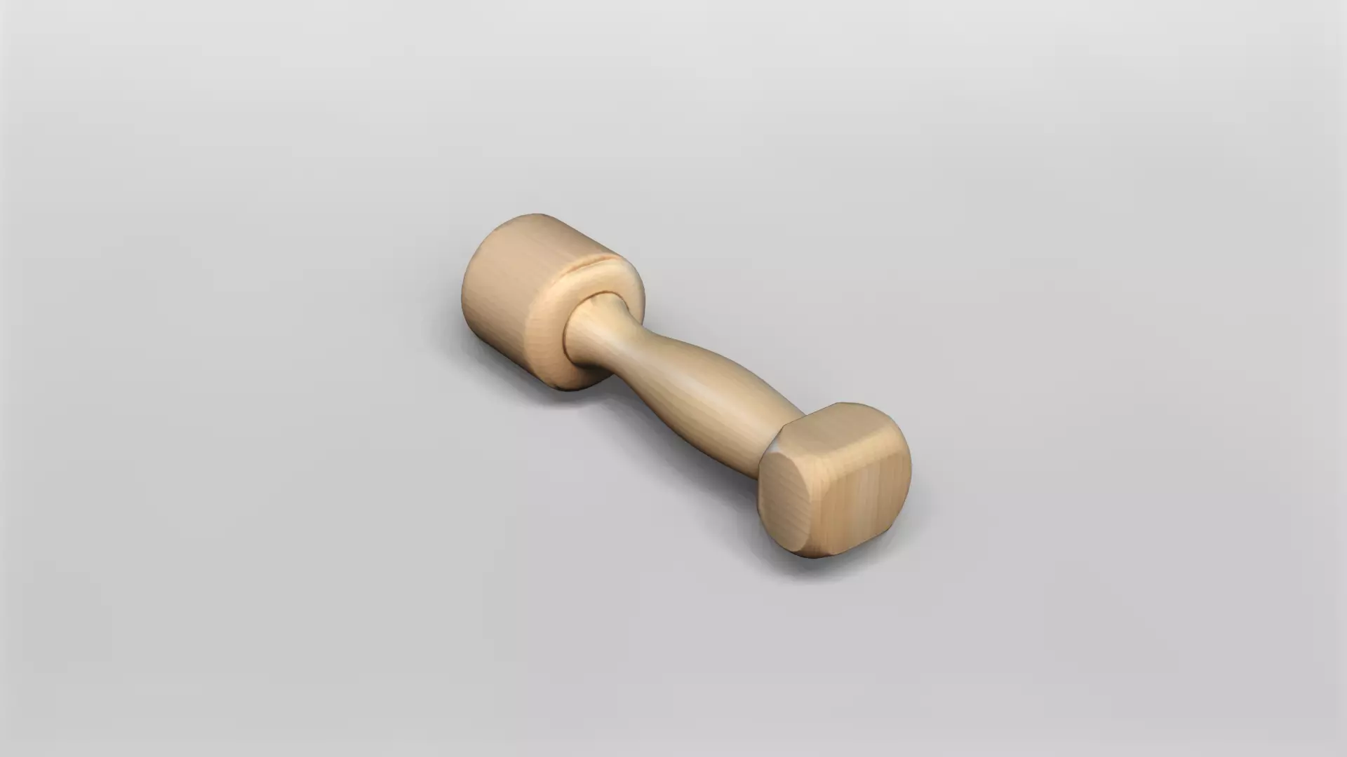 Realistic Wooden Dumbbell 3D Model 3D model_0