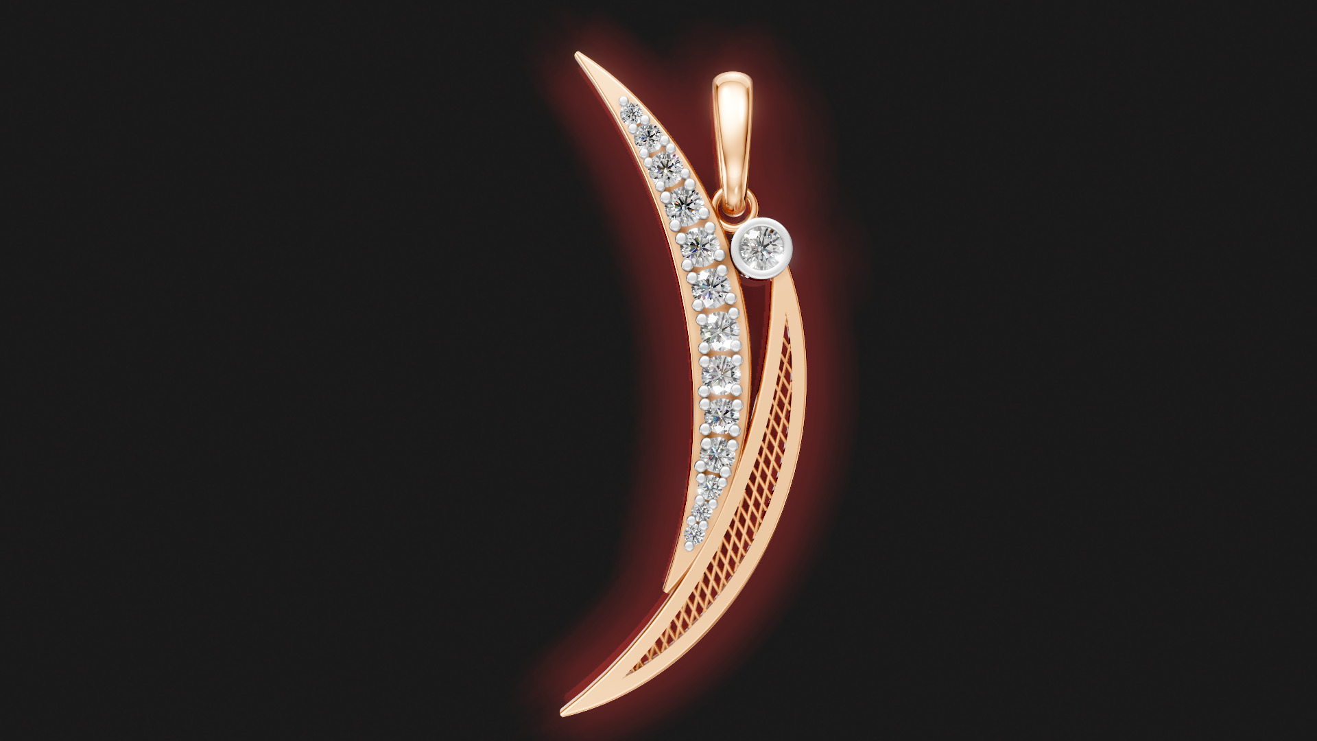 Elegant Halfmoon Diamond Pendant 3D print model_8