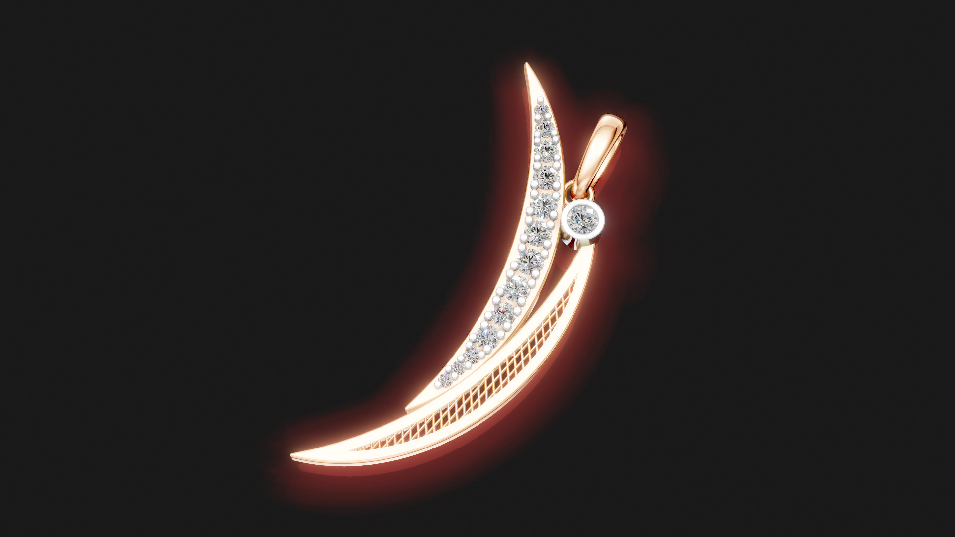 Elegant Halfmoon Diamond Pendant 3D print model_5