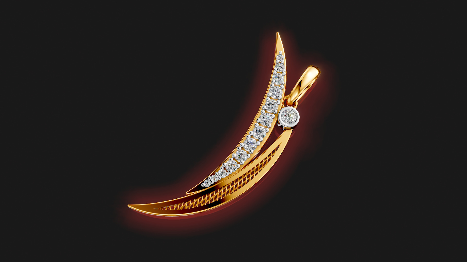 Elegant Halfmoon Diamond Pendant 3D print model_11