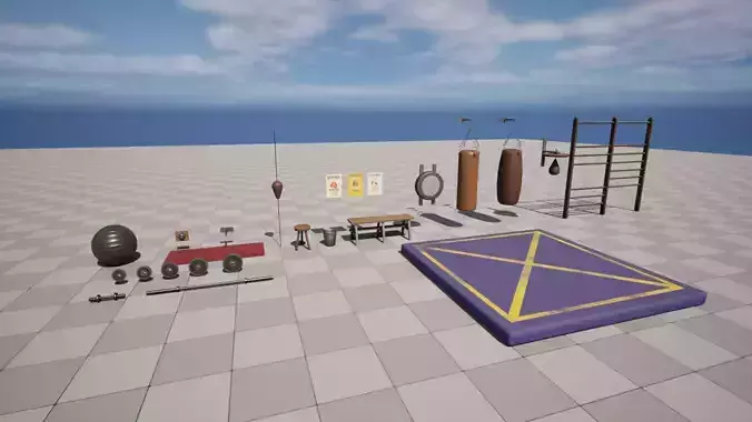 Boxing Assets Low-poly 3D model