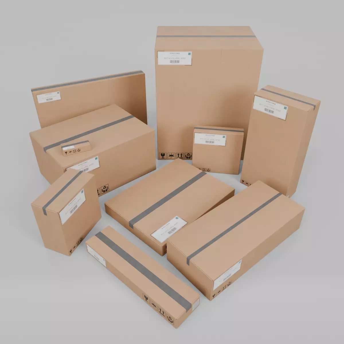 Packaging and Storage Box Set - Rigged and Customizable 3D Model Collection_0