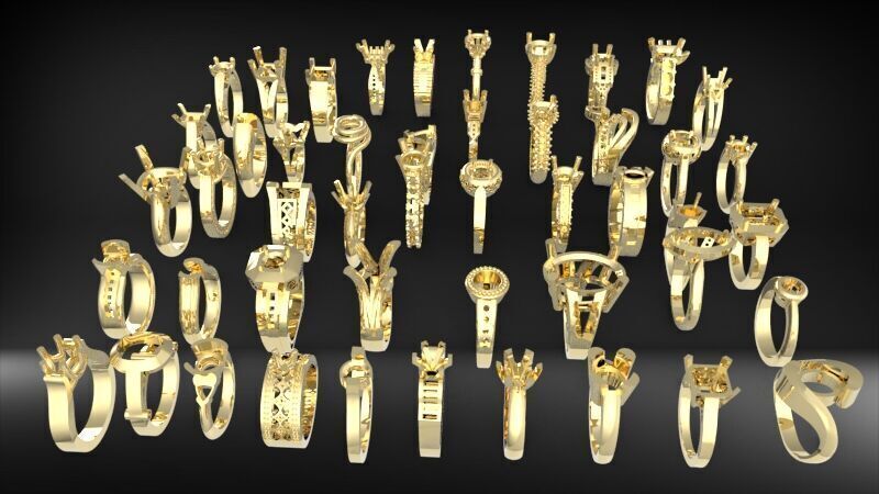 50 Various Solitaire  Promise ring Jewelry Collection Bulk Sale 3D print model_22