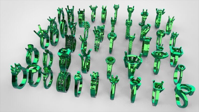 50 Various Solitaire  Promise ring Jewelry Collection Bulk Sale 3D print model_6