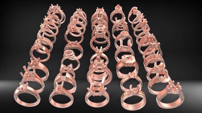 50 Various Solitaire  Promise ring Jewelry Collection Bulk Sale 3D print model_25