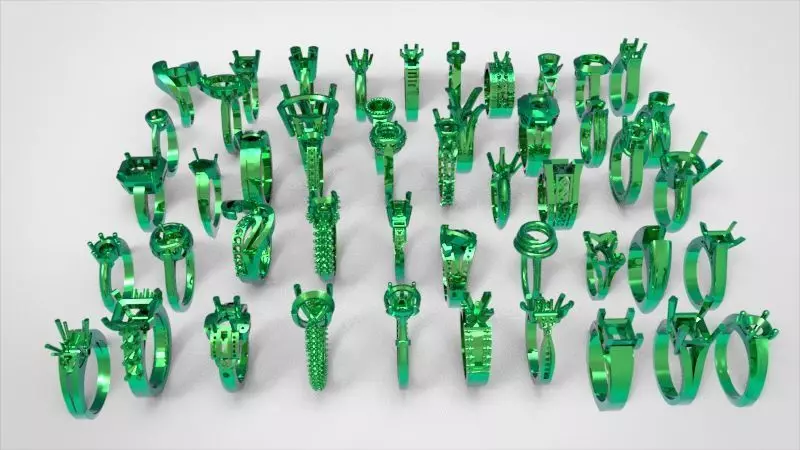 50 Various Solitaire  Promise ring Jewelry Collection Bulk Sale 3D print model_0