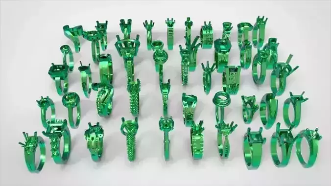 50 Various Solitaire  Promise ring Jewelry Collection Bulk Sale 3D print model