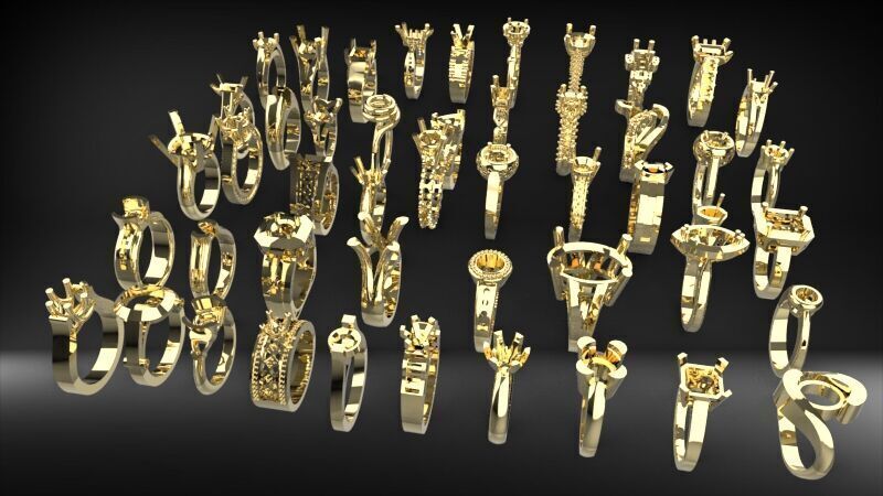50 Various Solitaire  Promise ring Jewelry Collection Bulk Sale 3D print model_12