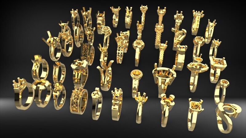 50 Various Solitaire  Promise ring Jewelry Collection Bulk Sale 3D print model_8