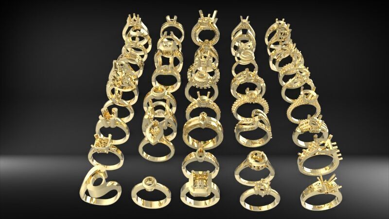 50 Various Solitaire  Promise ring Jewelry Collection Bulk Sale 3D print model_20