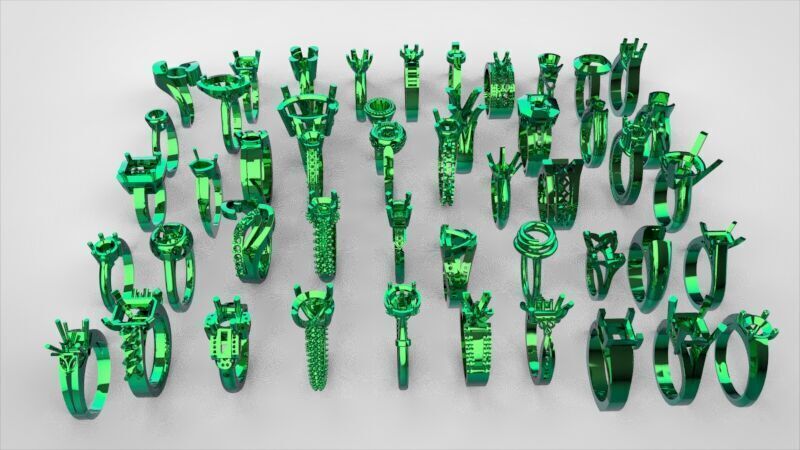 50 Various Solitaire  Promise ring Jewelry Collection Bulk Sale 3D print model_5