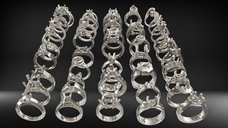 50 Various Solitaire  Promise ring Jewelry Collection Bulk Sale 3D print model_26