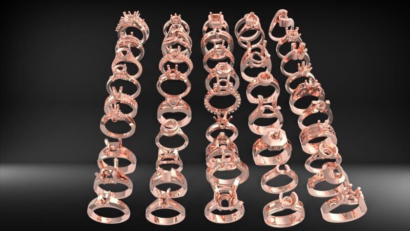 50 Various Solitaire  Promise ring Jewelry Collection Bulk Sale 3D print model_17